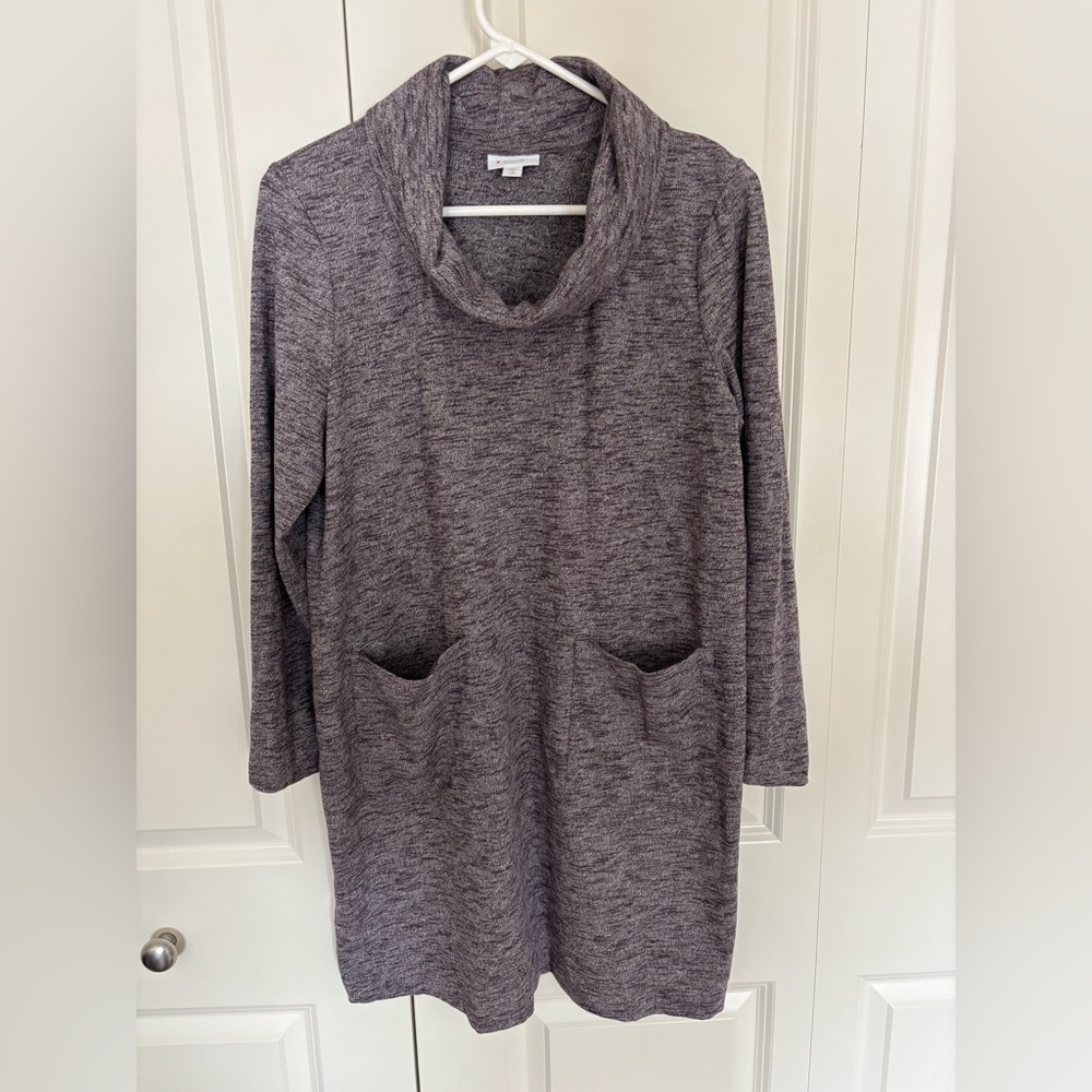 Womens J. Jill Pure Jill heathered purple cowl neck tunic MP dress with pockets.